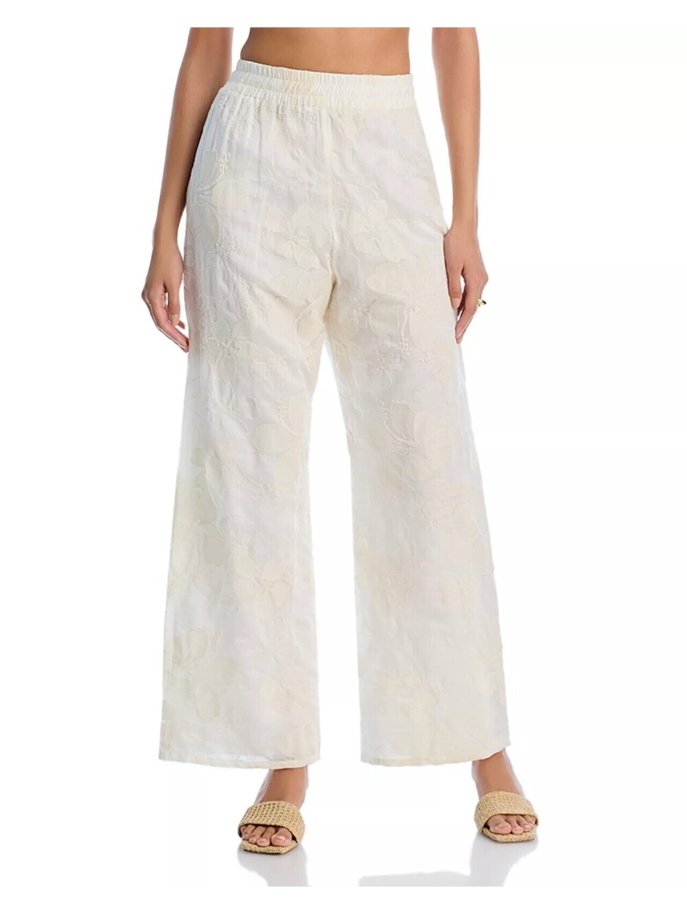 295$ Waimari Jazmin Wide-Leg Silhouette Pull-On Pants Size S Cream